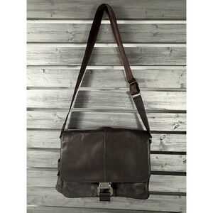 Davek New York Messenger Bag Business Briefcase Laptop Brown Soft Leather